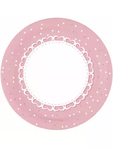 8 papierowych talerzyków w różowe serduszka 23 cm