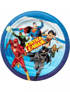 8 papierowych talerzyków Justice League™ o średnicy 23 cm