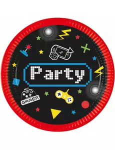 8 talerzy papierowych Gaming Party 23 cm