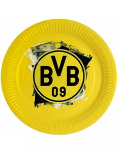 8 okrągłych papierowych talerzy Borussia Dortmund 23 cm