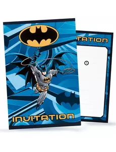 8 Zaproszenia na urodziny z kopertą Batman™ 10 x 16 cm