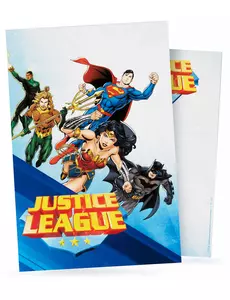 8 Zaproszenia na urodziny z kopertą Justice League™ 10 x 16 cm