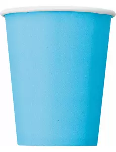 8 Pastelowe niebieskie papierowe kubki 270 ml