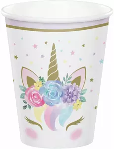 8 papierowych kubków jednorożca białej wróżki 266 ml