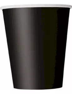8 czarnych kubków papierowych 210 ml