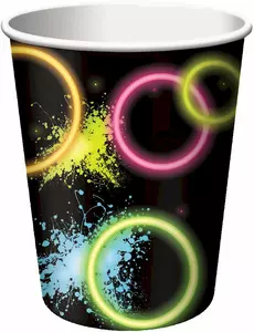 8 papierowych kubków Glow Party 266 ml