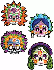 4 Maski dekoracyjne Dia de los muertos 30 cm