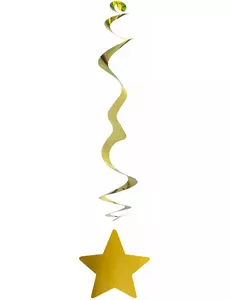 6 ognioodpornych metalicznych zawieszek gwiazdowych w kolorze złotym 80 cm