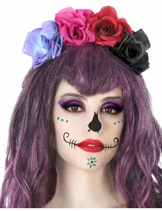 Dia de los muertos dla dorosłych wielokolorowa opaska w kwiaty