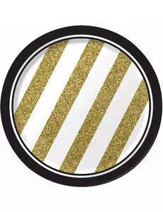 8 małych czarno-złotych talerzyków kartonowych 18 cm