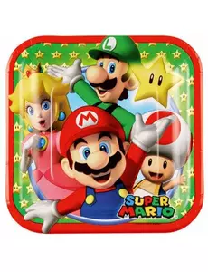 8 małych papierowych talerzy Super Mario™ 18 cm