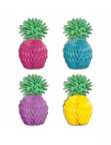8 mini wielokolorowych ozdobników z papieru ananasowego 12 cm