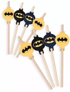 8 kartonowych słomek Batman™ 20 cm