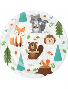 małych tekturowych talerzyków przedstawiających zwierzęta leśne (18 cm)