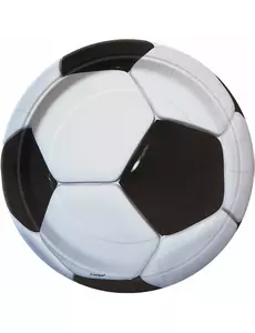 8 małych, tekturowych talerzy piłkarskich o średnicy 18 cm