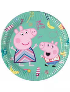 8 małych papierowych talerzy Świnka Peppa™ 20cm