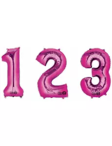 Balon foliowy numer fuksja 86 cm, Rozmiar: 3