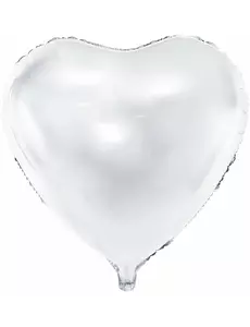 Biały balon aluminiowy w kształcie serca, 45 cm