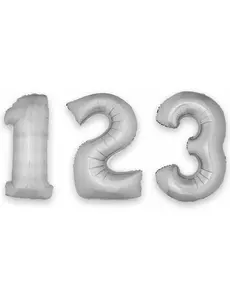 1m srebrny balon foliowy z cyframi, Rozmiar: 0