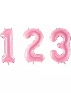 Gigantyczny pastelowy różowy balon z cyframi 86 cm, Rozmiar: 0