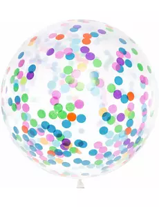 Olbrzymi przezroczysty balon z wielobarwnym konfetti 1m