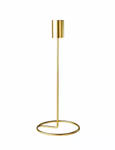 Designerski świecznik na metalowej podstawie w kolorze złotym, 23 x 9,5 cm