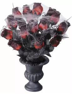 35 cm Pajęczyna Czerwona Róża Bukiet Halloween