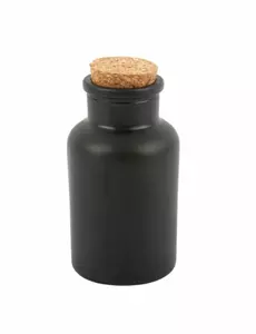 Matowa czarna butelka apteczna z korkiem 11 cm 125 ml
