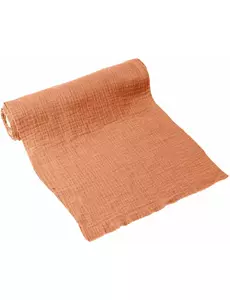 Bieżnik z gazy bawełnianej w kolorze antycznym, terakotowo-różowym, 30 cm x 3 m