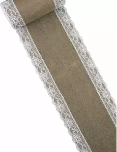Bieżnik z juty i koronki, 15 cm x 5 m