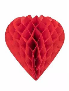 Serce z papieru w kształcie plastra miodu, czerwone, 30 cm