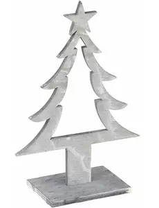 Ozdoba na choinkę z szarego drewna 25 x 11 x 8 cm