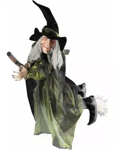 Latająca wiedźma ozdoba na miotle 100 cm halloween
