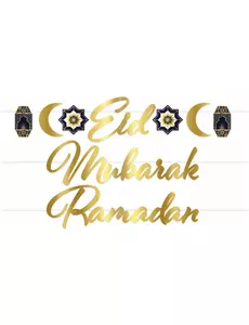 Złota tekturowa girlanda Eid Mubarak, 182 cm