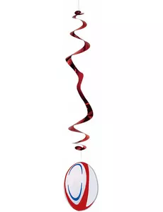 Zestaw 6 ognioodpornych zawieszek papierowych Piłka do rugby 80 cm