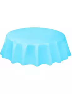 Okrągły obrus plastikowy w kolorze pastelowo-niebieskim, 214 cm
