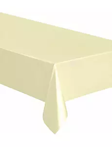 Prostokątny obrus plastikowy w kolorze kości słoniowej, 137 x 274 cm