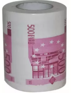 Humorystyczny bilet na papier toaletowy 500 euro
