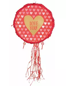 Serce Piñata Kocham Cię czerwone i złote 40 cm