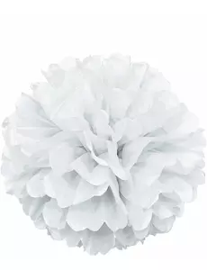 Biały pompon papierowy, 40 cm