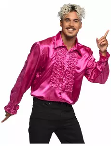 Męska różowa koszula disco, Rozmiar: Medium (50/52)