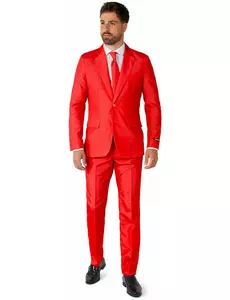 Suitmeister™ męski czerwony garnitur Mr. Solid, Rozmiar: Small (EU 44-46)