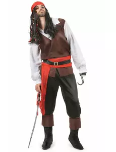 Kostium pirata w czarnych spodniach męski, Rozmiar: Medium/Large