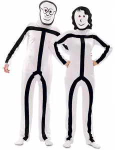 Kostium z maskami Stickman dla dorosłych, Rozmiar: Small (48)