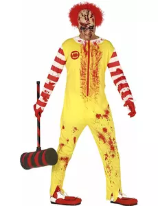 Kostium klauna czerwono-żółty zombie dla dorosłych
