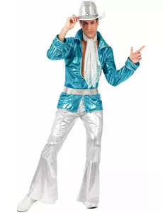 Niebieski kostium disco dla mężczyzn, Rozmiar: Medium/Large