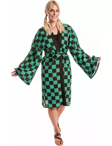 Przebranie kimono w kratkę dla dorosłych, Rozmiar: Large
