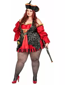 Kostium czerwonego pirata w dużym rozmiarze dla kobiet, Rozmiar: X-Large (44/46)