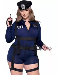 Seksowny luksusowy kostium policjantki plus size dla kobiet, Rozmiar: X-Large/XX-Large (48-52)