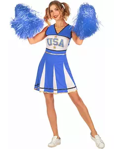 Niebieski kostium cheerleaderki USA dla kobiet, Rozmiar: Large